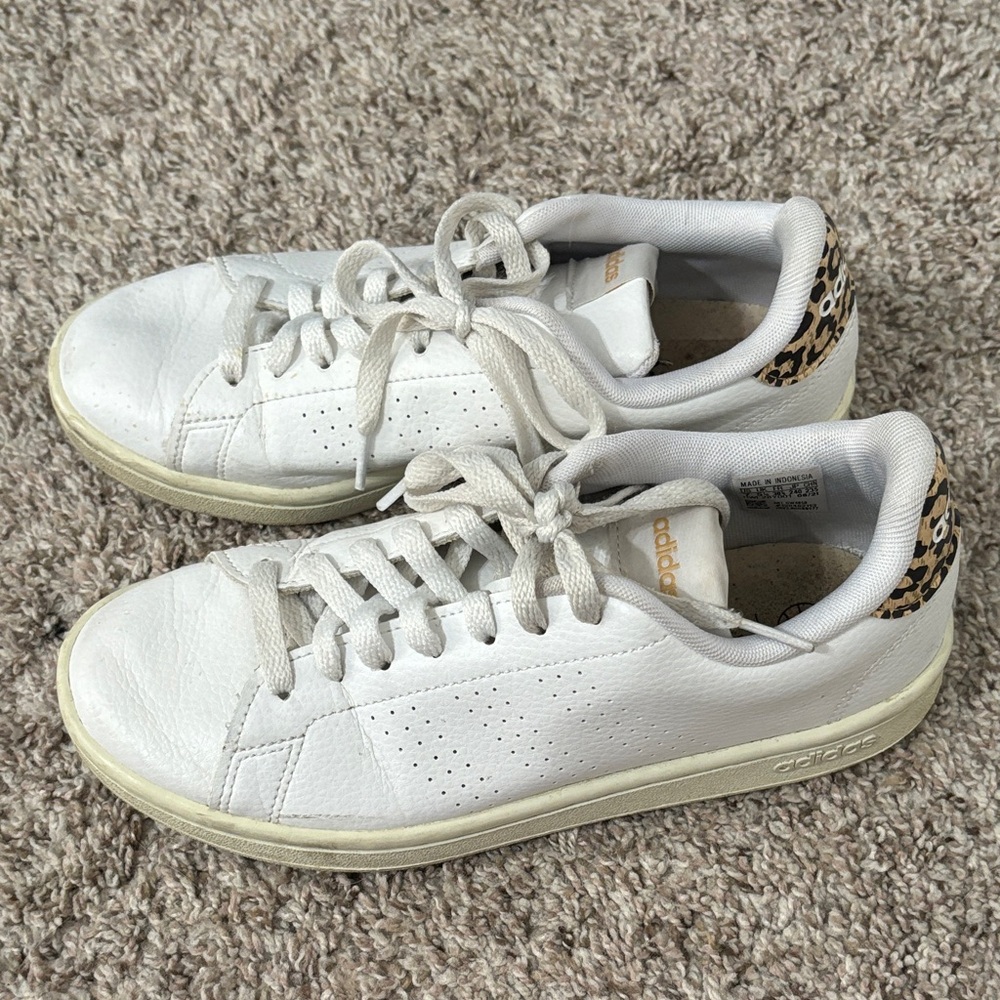 Adidas Women's White Sneakers with Leopard Detail